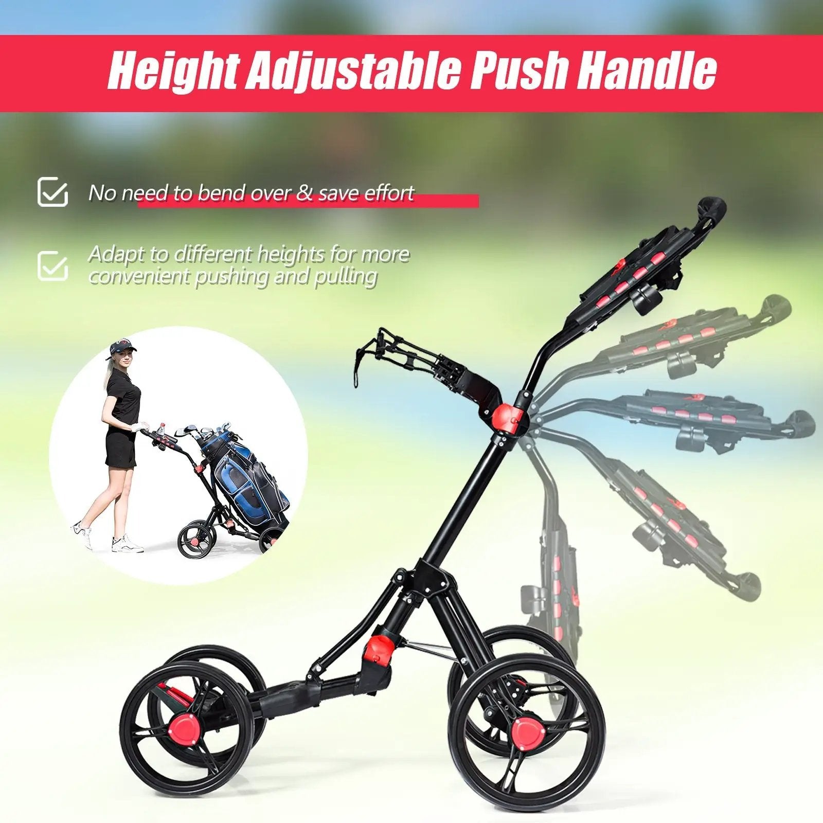 4 Wheel Folding Golf Pull Push Cart Trolley by DirectDeals