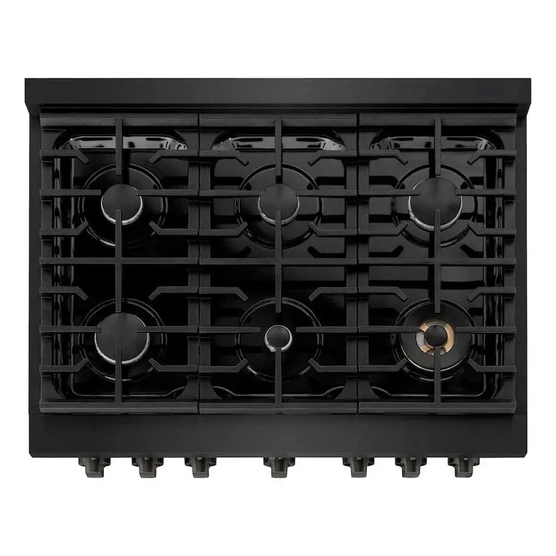 ZLINE 36 in.Gas Range, Convection Gas Oven, Black Stainless Steel, SGRB-36 by Farmhouse Kitchen and Bath