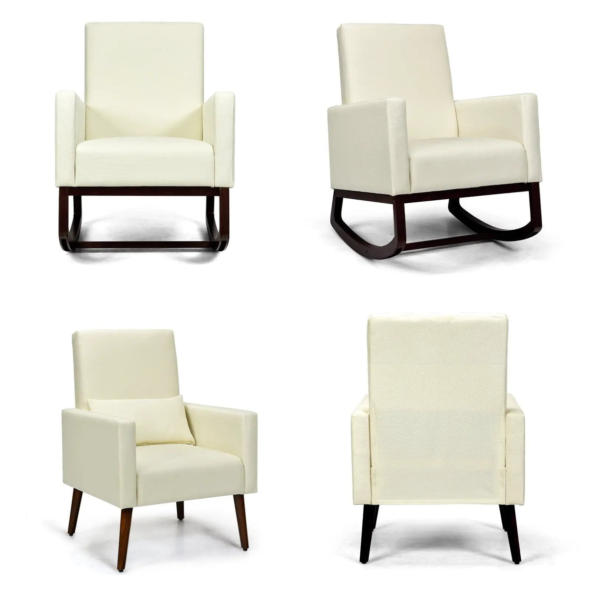 2-in-1 Fabric Upholstered Rocking Chair with Pillow, photo 4 of 9