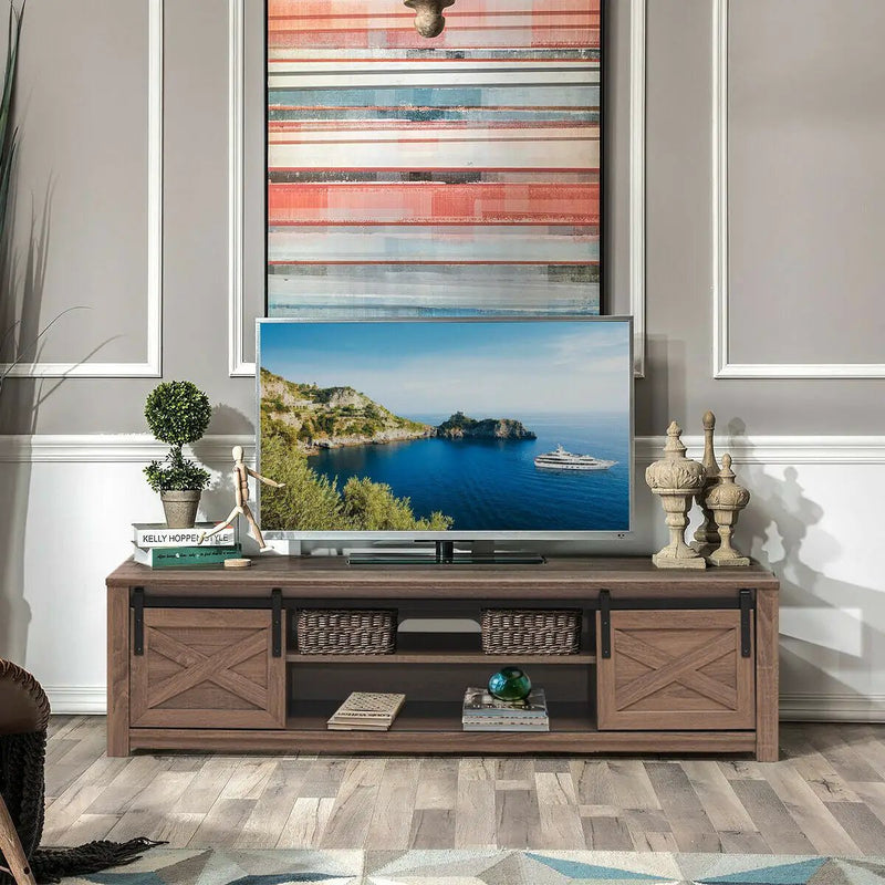 65 Inch Flat Sliding Barn Door TV Stand by DirectDeals