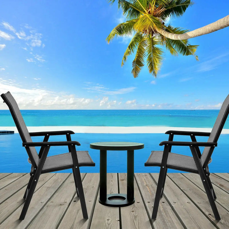 Set of 2 Outdoor Patio Folding Chairs-Gray by DirectDeals