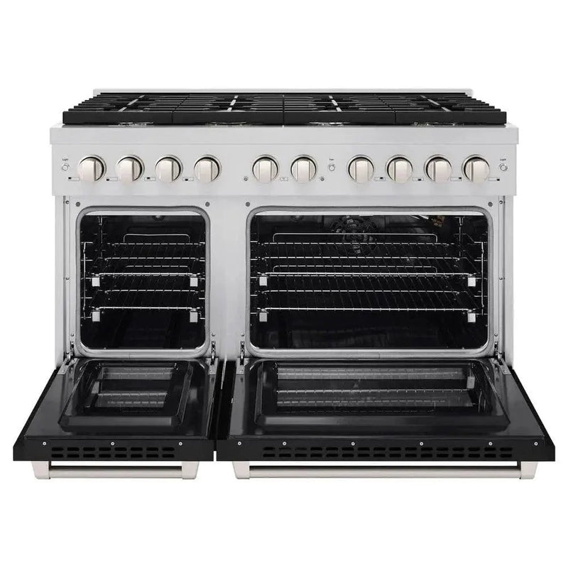 ZLINE 48" Gas Range, Convection Gas Oven, Stainless Steel,Matte Black SGR-BLM-48 by Farmhouse Kitchen and Bath