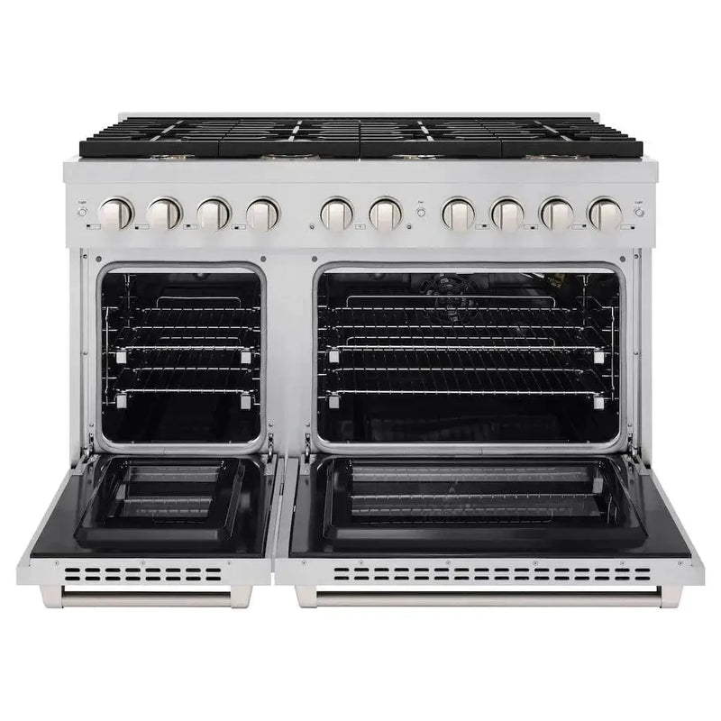 ZLINE 48" Gas Range, Stainless Steel w/ Brass Burners, SGR-BR-48 by Farmhouse Kitchen and Bath