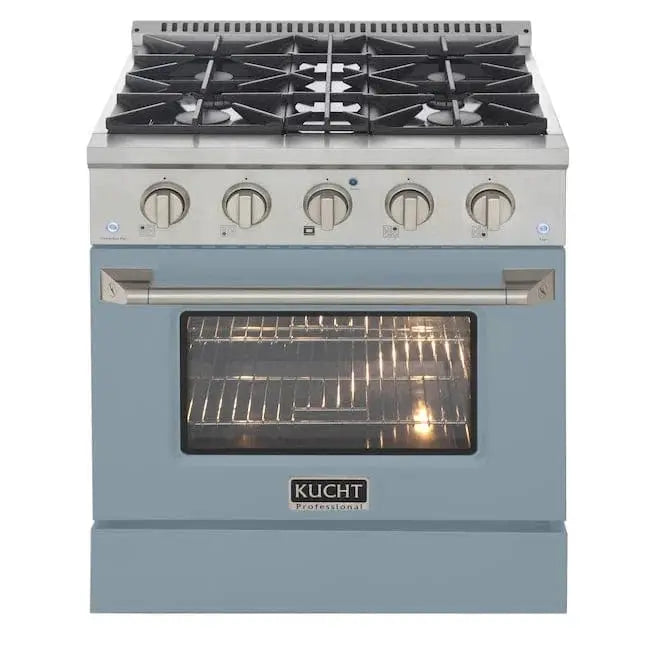 Kucht 30" Gas Range in Stainless Steel with Light Blue Oven Door, KNG301-LB by Farmhouse Kitchen and Bath