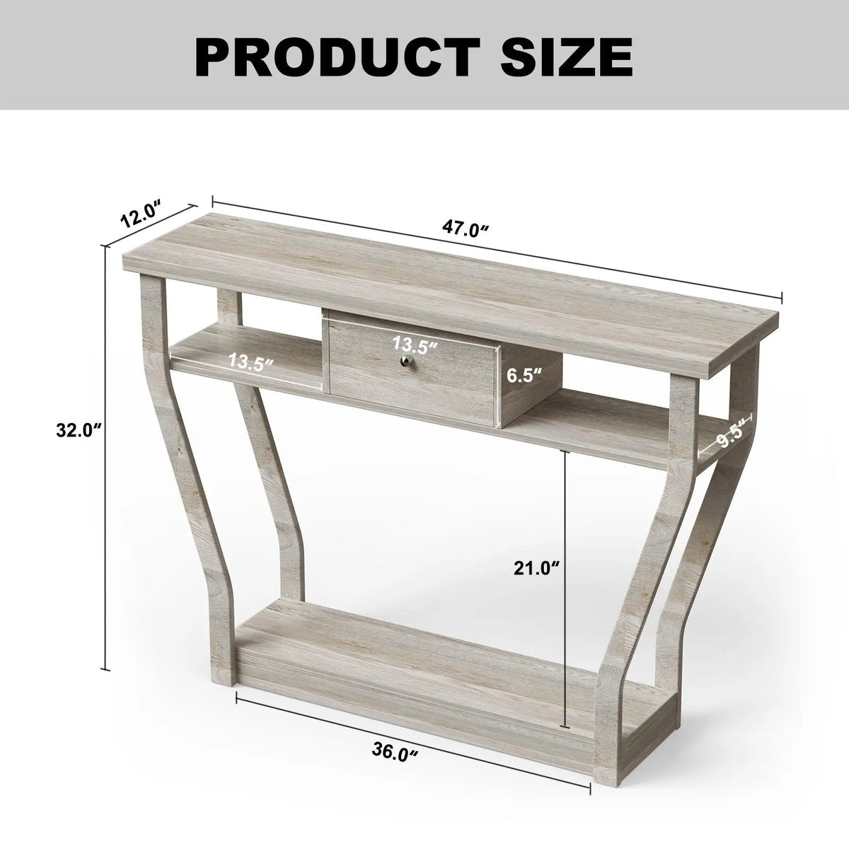 Curved Frame Modern Console Table with Storage Drawer for Entryway, photo 5 of 10