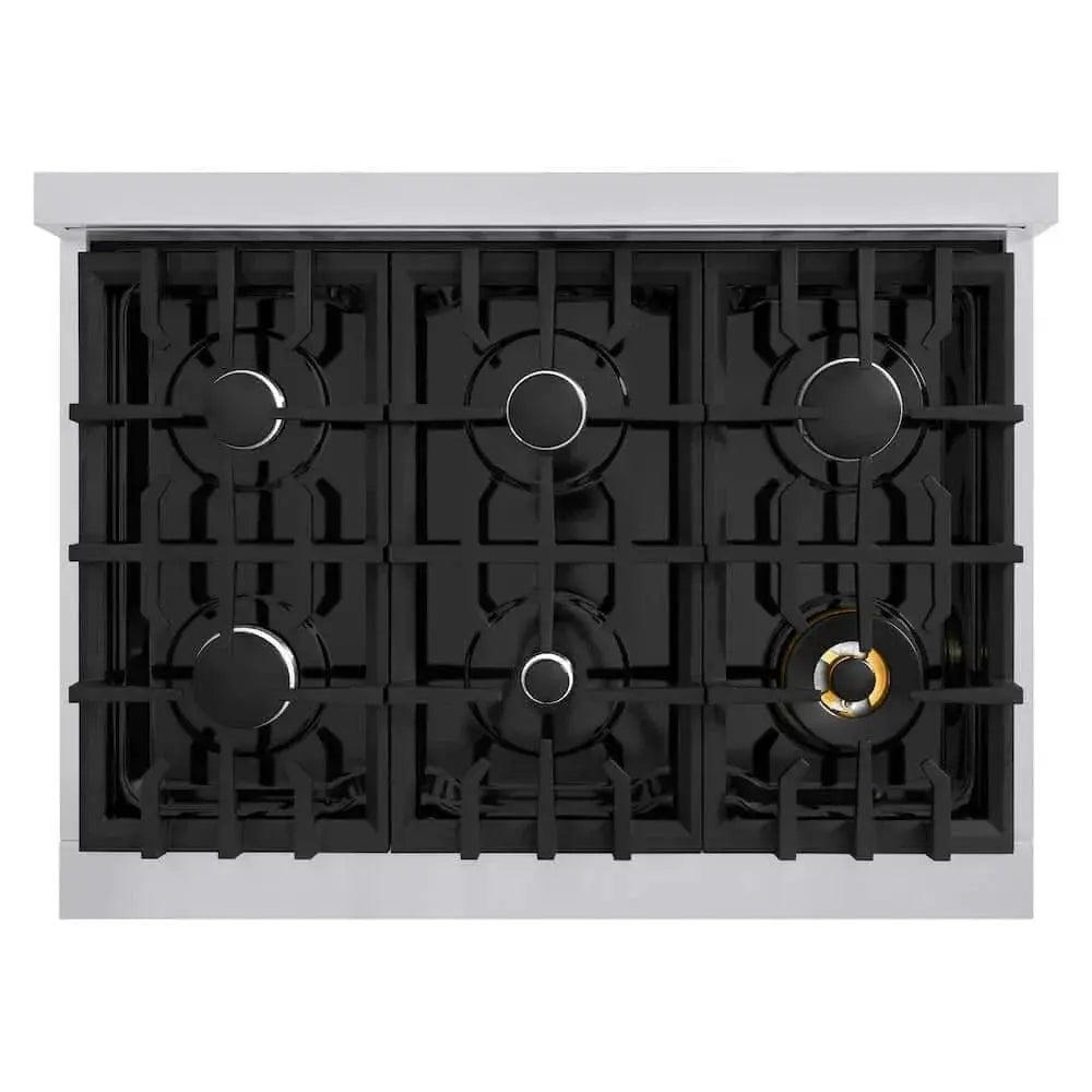 ZLINE 36" Select Gas Range Convection Gas Oven Stainless Steel Black Matte Door HGR-BLM-36 by Farmhouse Kitchen and Bath