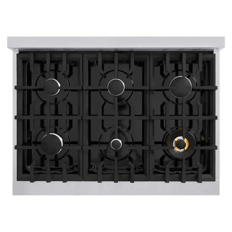 ZLINE 36" Select Gas Range Convection Gas Oven Stainless Steel Black Matte Door HGR-BLM-36 by Farmhouse Kitchen and Bath