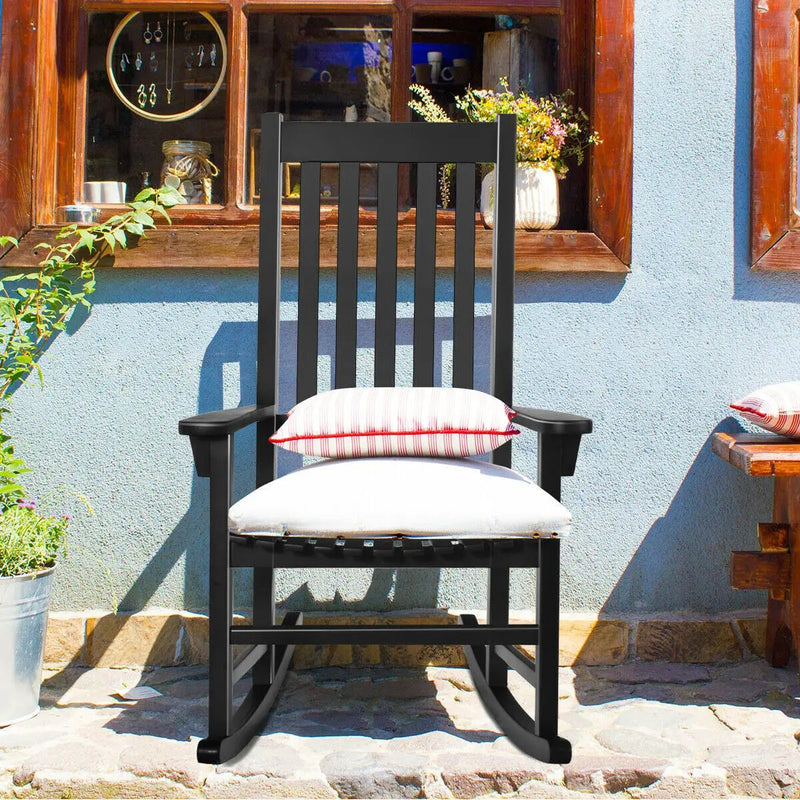 Indoor Outdoor Wooden High Back Rocking Chair by DirectDeals