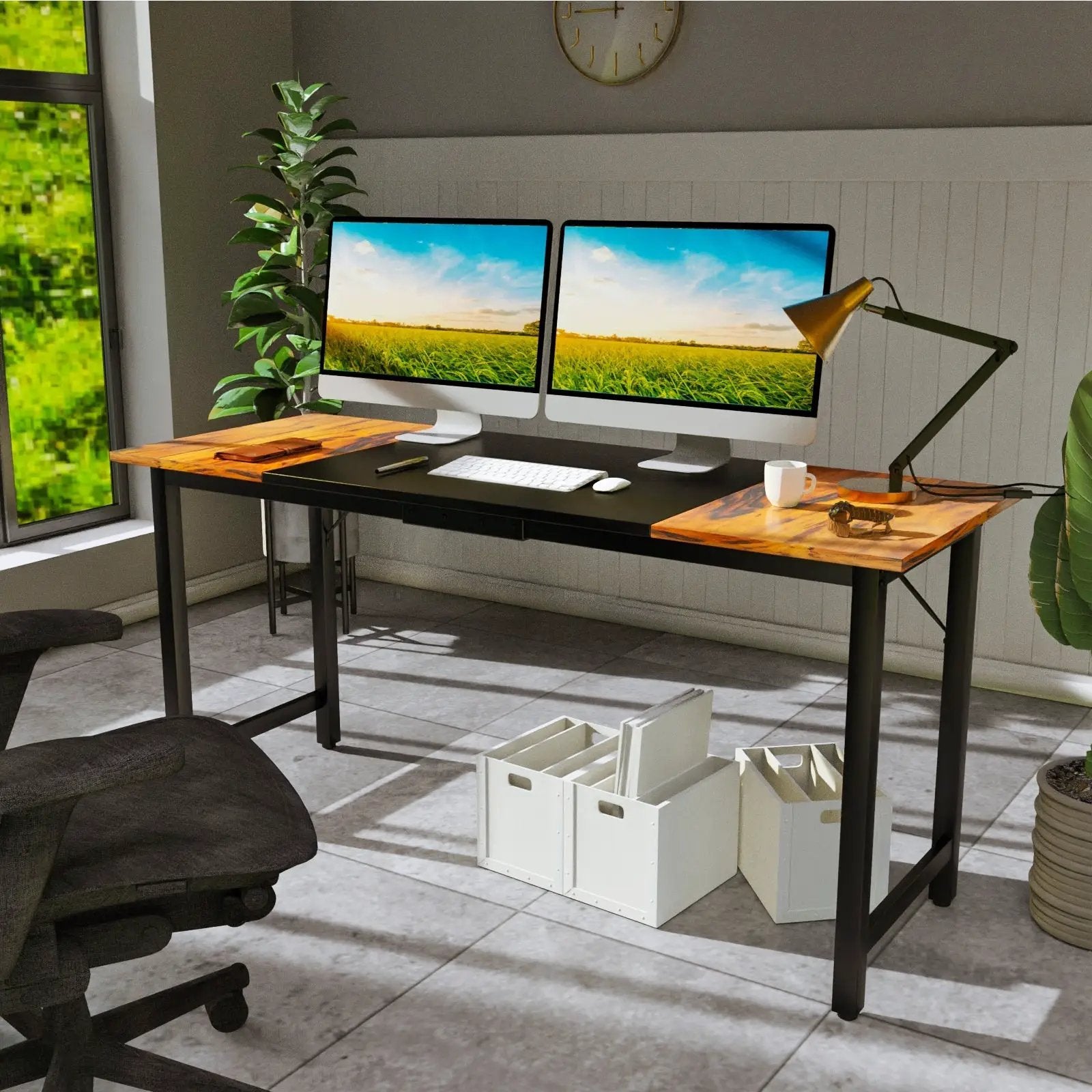 63 Inch Modern Splice Computer Desk with Heavy Duty Steel Frame by DirectDeals
