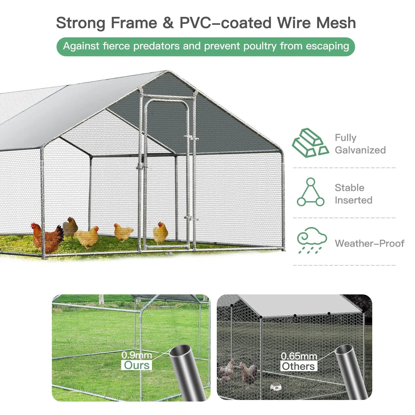 Large Walk in Shade Cage Chicken Coop with Roof Cover by DirectDeals