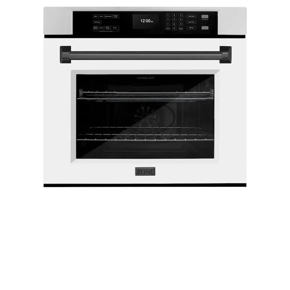 ZLINE 30" Autograph Edition Professional True Convection Single Wall Oven, Air Fry, Self Clean, White Matte, Matte Back WASZ-WM-30-MB by Farmhouse Kitchen and Bath