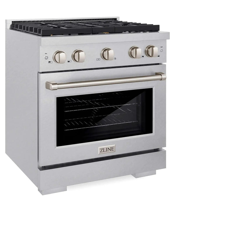 ZLINE 30"Paramount Dual Fuel Range DuraSnow® Brass Burners SDRS-BR-30 by Farmhouse Kitchen and Bath