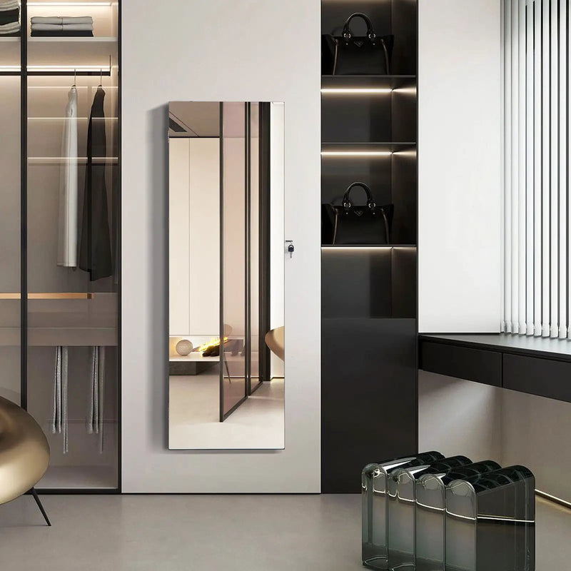 Lockable Storage Jewelry Cabinet with Frameless Mirror by DirectDeals