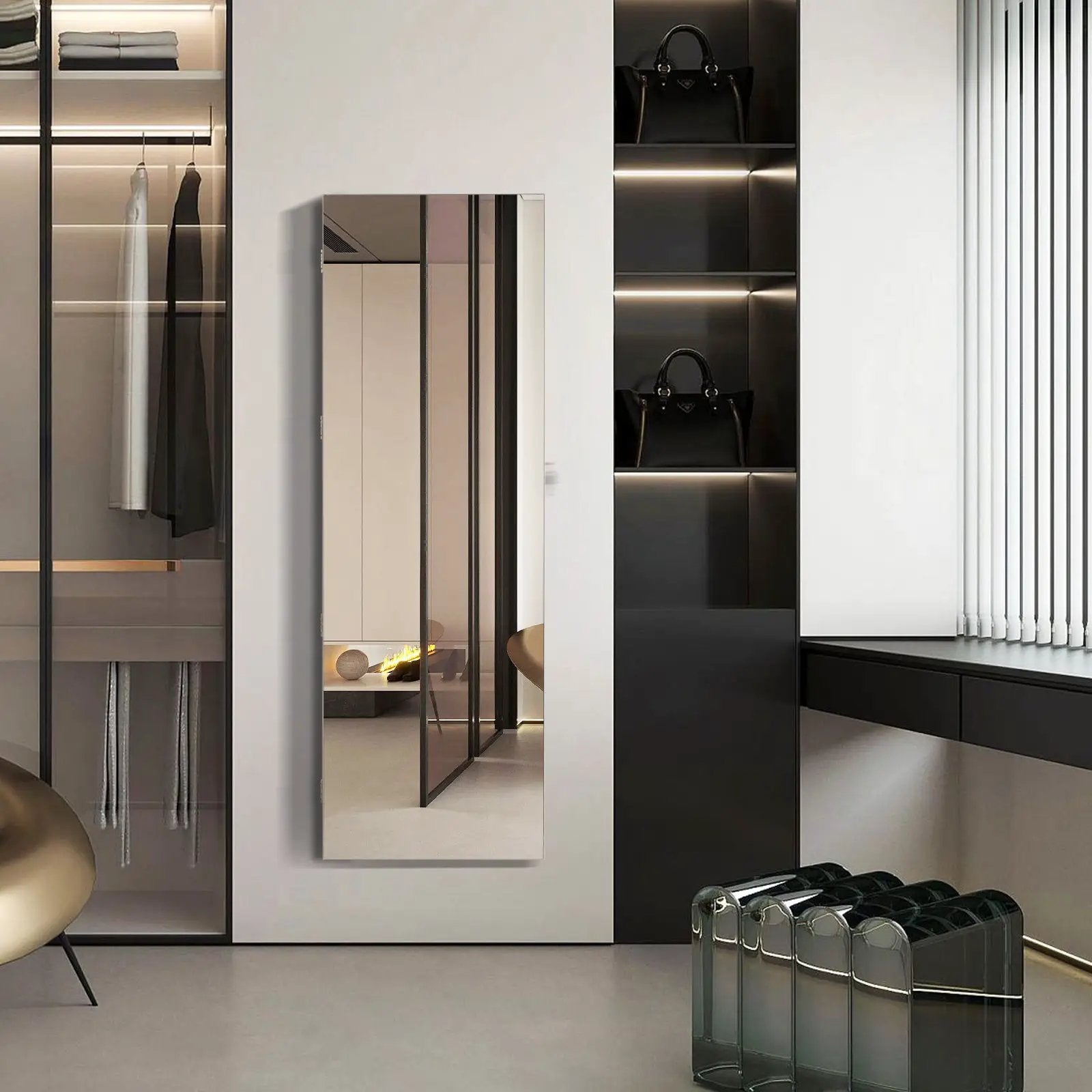 Lockable Storage Jewelry Cabinet with Frameless Mirror by DirectDeals