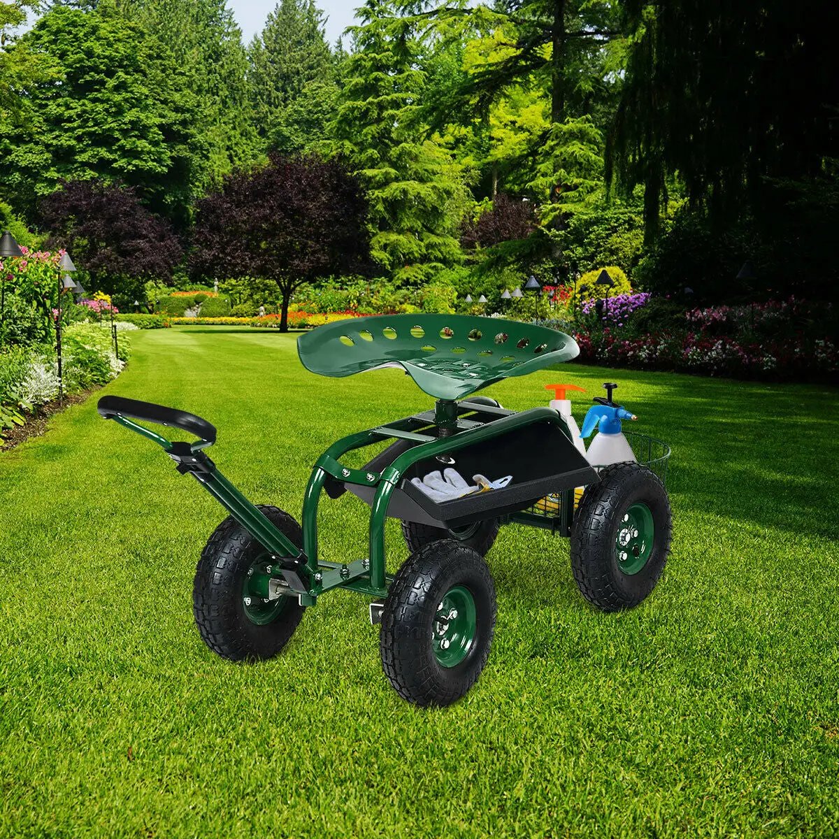 Heavy Duty Garden Cart with Tool Tray and 360 Swivel Seat, photo 6 of 10
