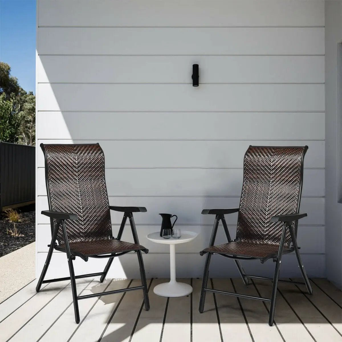 Patio Rattan Folding Chair with Armrest by DirectDeals