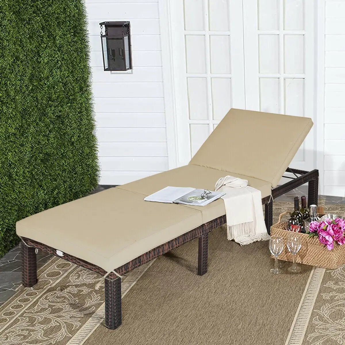 Outdoor Rattan Adjustable Cushioned Chaise, photo 2 of 10