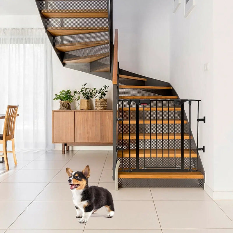 6 Panel Wall-mount Adjustable Baby Safe Metal Fence Barrier-Black by DirectDeals