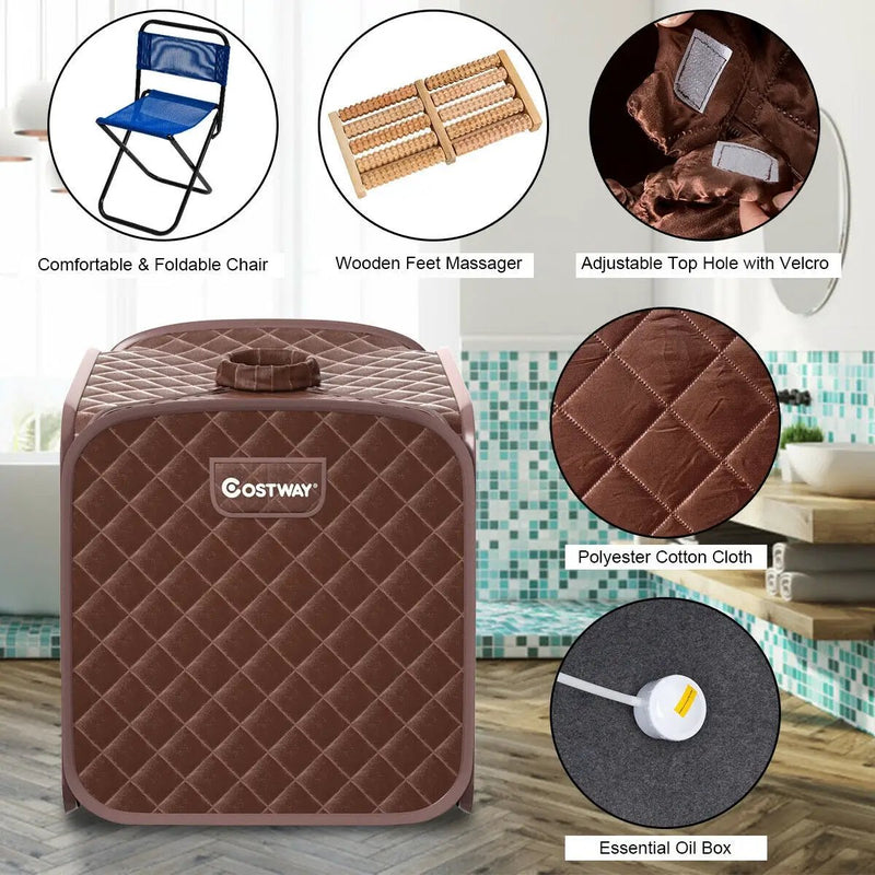 2L Portable Folding Steam Sauna Spa-Coffee by DirectDeals