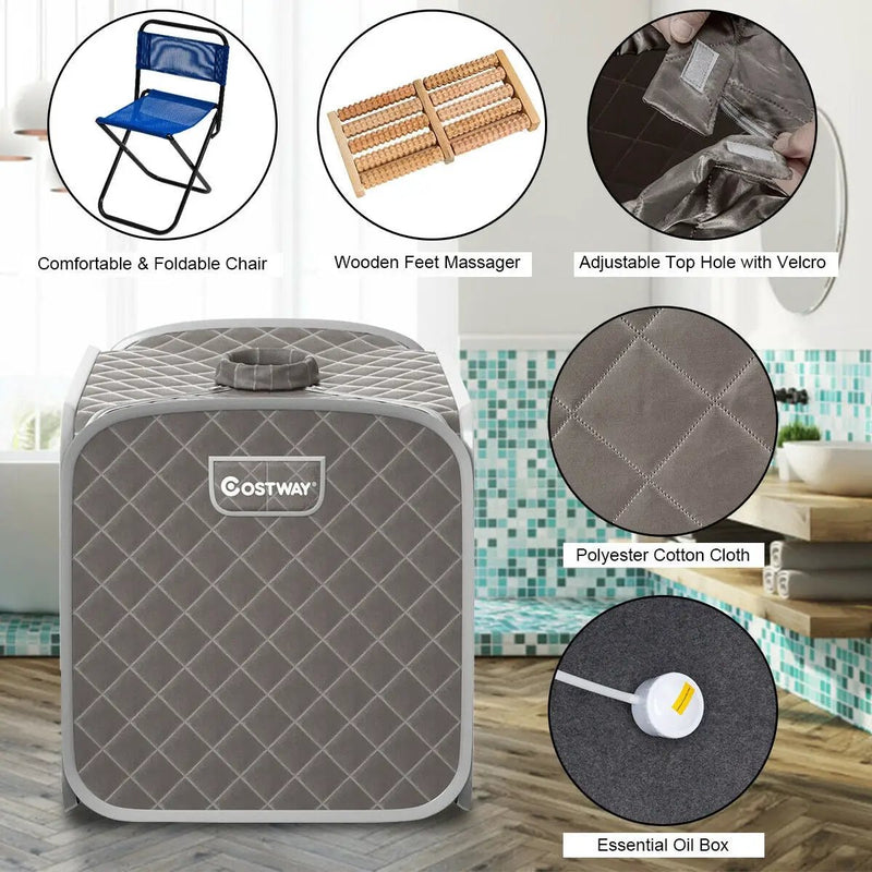 2L Portable Folding Steam Sauna Spa-Gray by DirectDeals