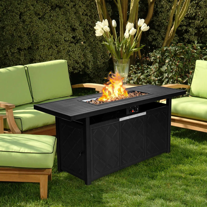 57 Inch 50 000 BTU Rectangular Propane Outdoor Fire Pit Table by DirectDeals