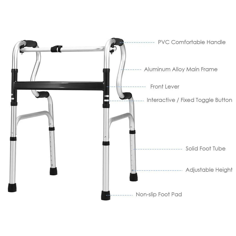 One-Button Folding Aluminum Walking Frame Walker by DirectDeals