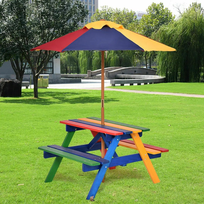 4 Seat Kids Picnic Table with Umbrella by DirectDeals