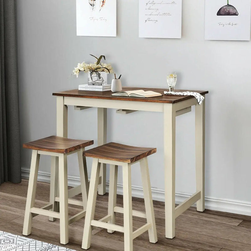 Counter Height Pub Table with 2 Saddle Bar Stools by DirectDeals