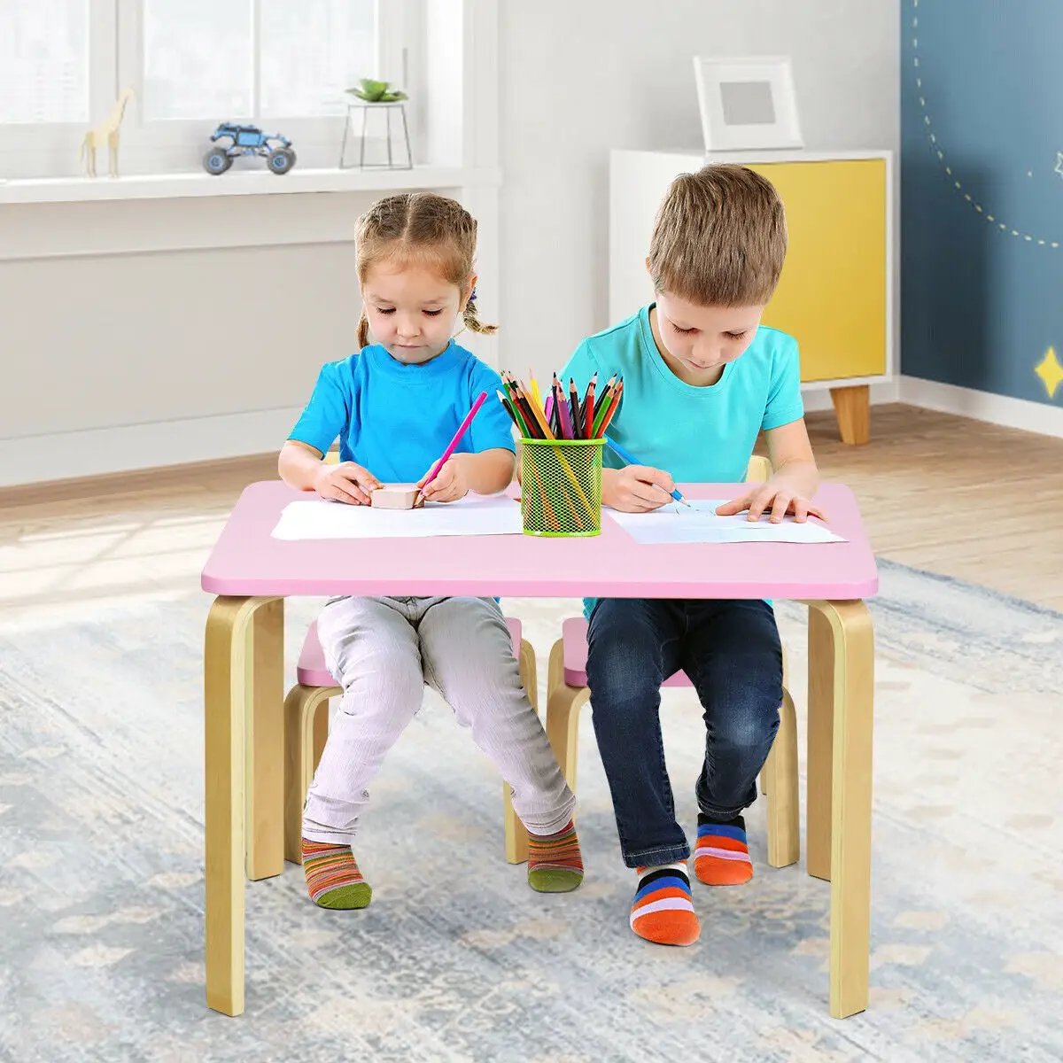 3 Piece Kids Wooden Activity Table and 2 Chairs Set, photo 15 of 16