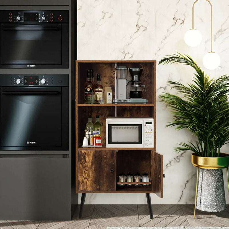 2-Tier Retro Bookcase Bookshelf with 3 Compartment-Coffee by DirectDeals