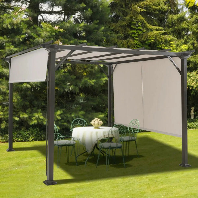 10 x 10 Feet Metal Frame Patio Furniture Shelter-Beige by DirectDeals