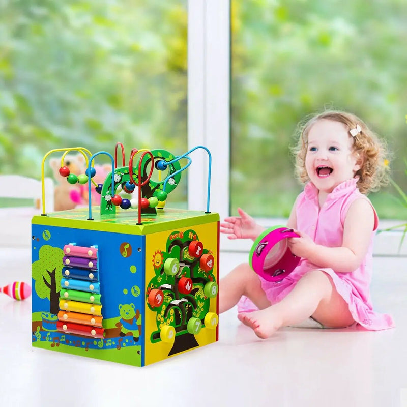 5-in-1 Wooden Activity Cube Toy by DirectDeals