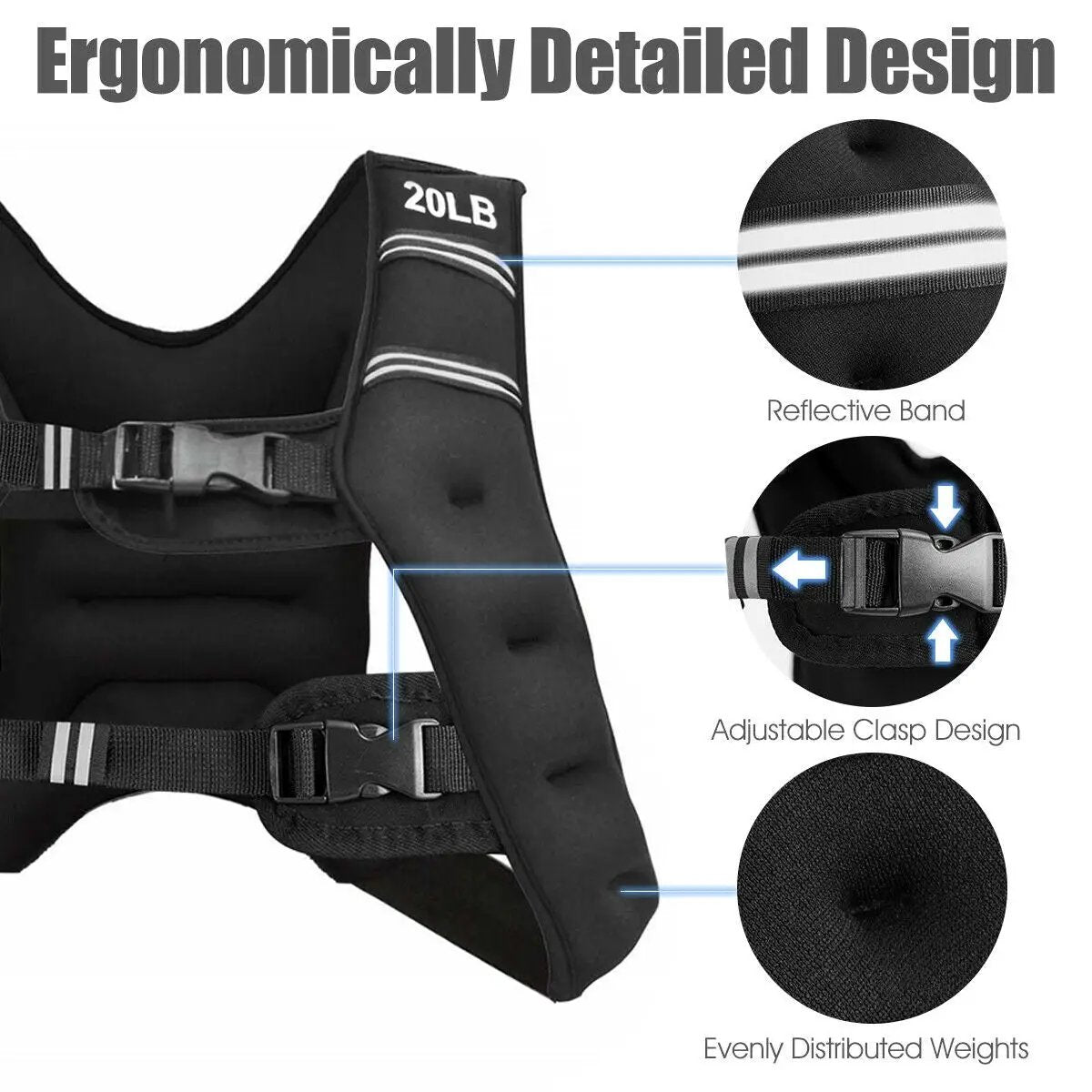 Training Weight Vest Workout Equipment with Adjustable Buckles and Mesh Bag by DirectDeals
