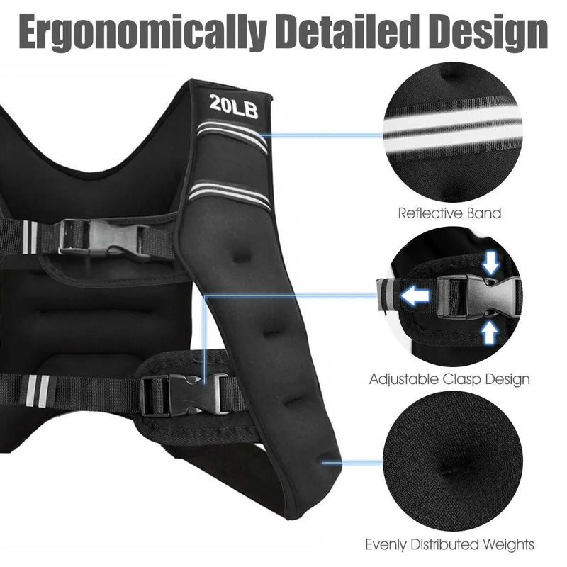 Training Weight Vest Workout Equipment with Adjustable Buckles and Mesh Bag by DirectDeals