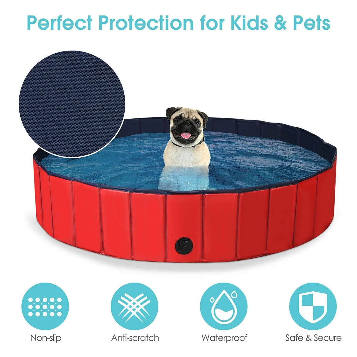 63 Inch Foldable Leakproof Dog Pet Pool Bathing Tub Kiddie Pool for Dogs Cats and Kids, photo 8 of 9