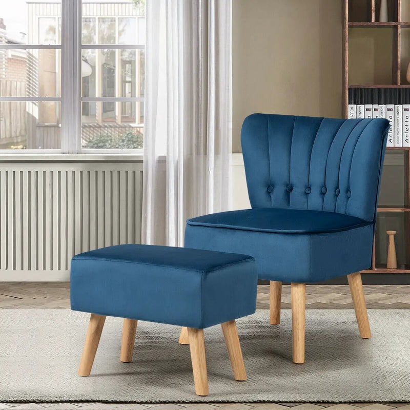 Modern Accent Chair Ottoman Set with Footstool by DirectDeals