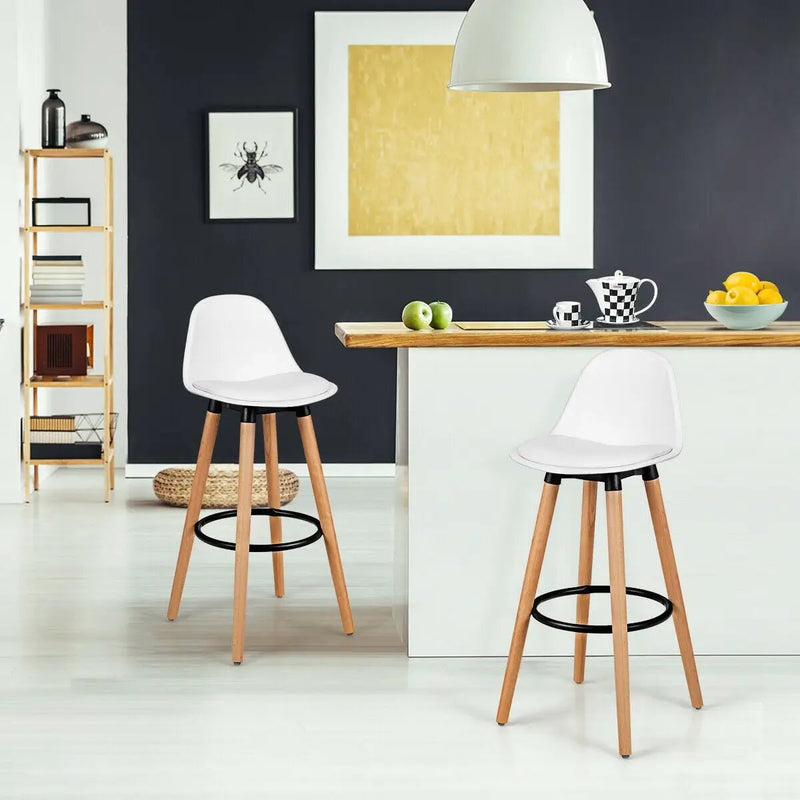 2 Pieces Mid Century Barstool 28.5 Inches Dining Pub Chair by DirectDeals