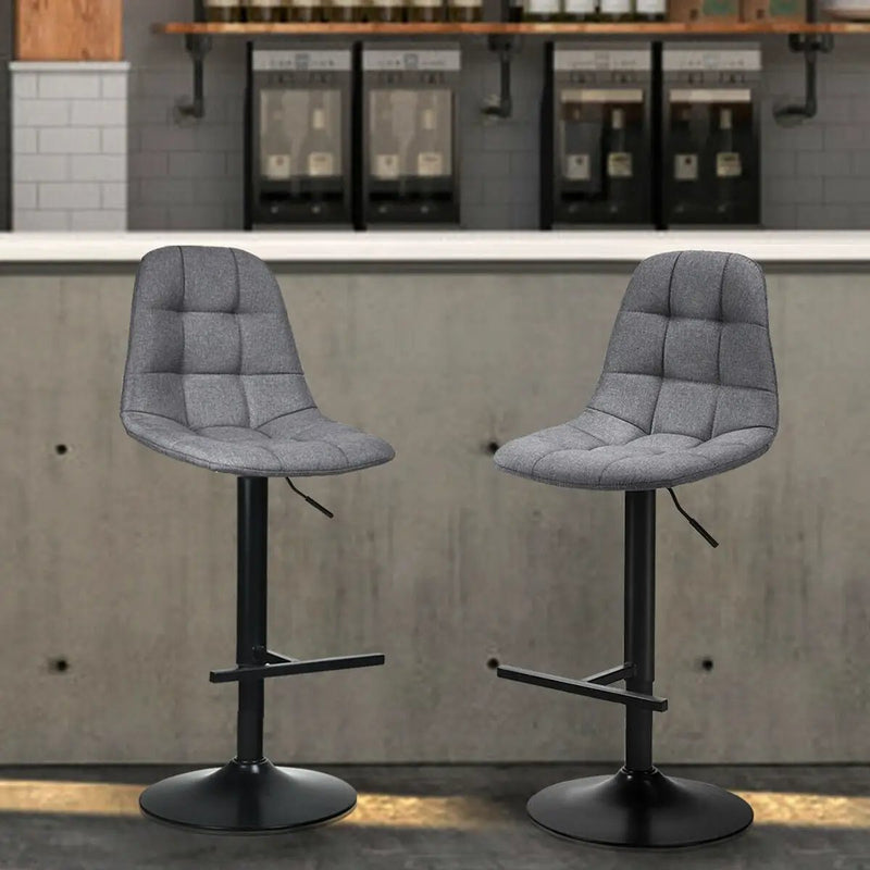 2 Pieces Adjustable Bar Stools Swivel Counter Height Linen Chairs-Brown by DirectDeals