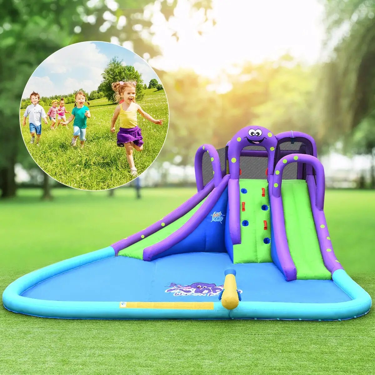 Inflatable Water Park Mighty Bounce House with Pool and 780W Blower by DirectDeals