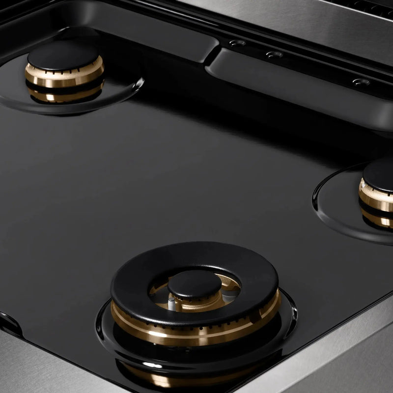 ZLINE 30" Paramount Gas Rangetop DuraSnow® Stainless Steel Brass Burners SRTS-BR-30 by Farmhouse Kitchen and Bath