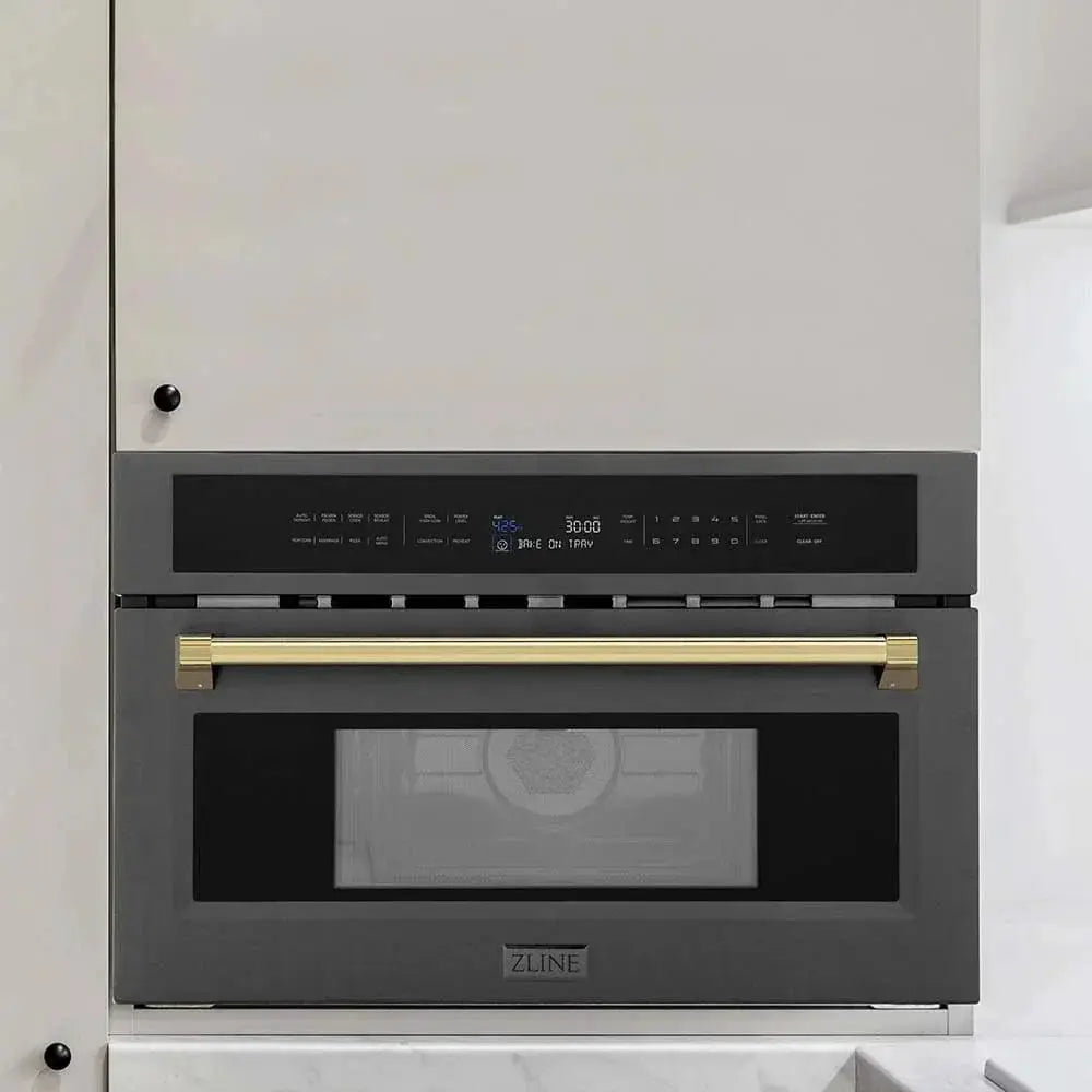 ZLINE 30” Convection Microwave, Black Stainless, Gold MWOZ-30-BS-G by Farmhouse Kitchen and Bath