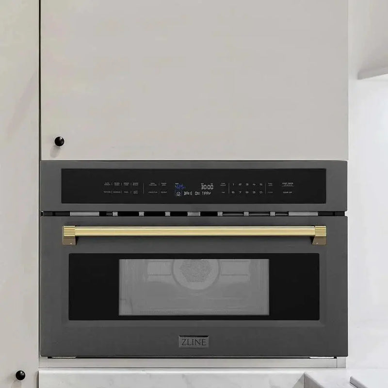 ZLINE 30” Convection Microwave, Black Stainless, Gold MWOZ-30-BS-G by Farmhouse Kitchen and Bath