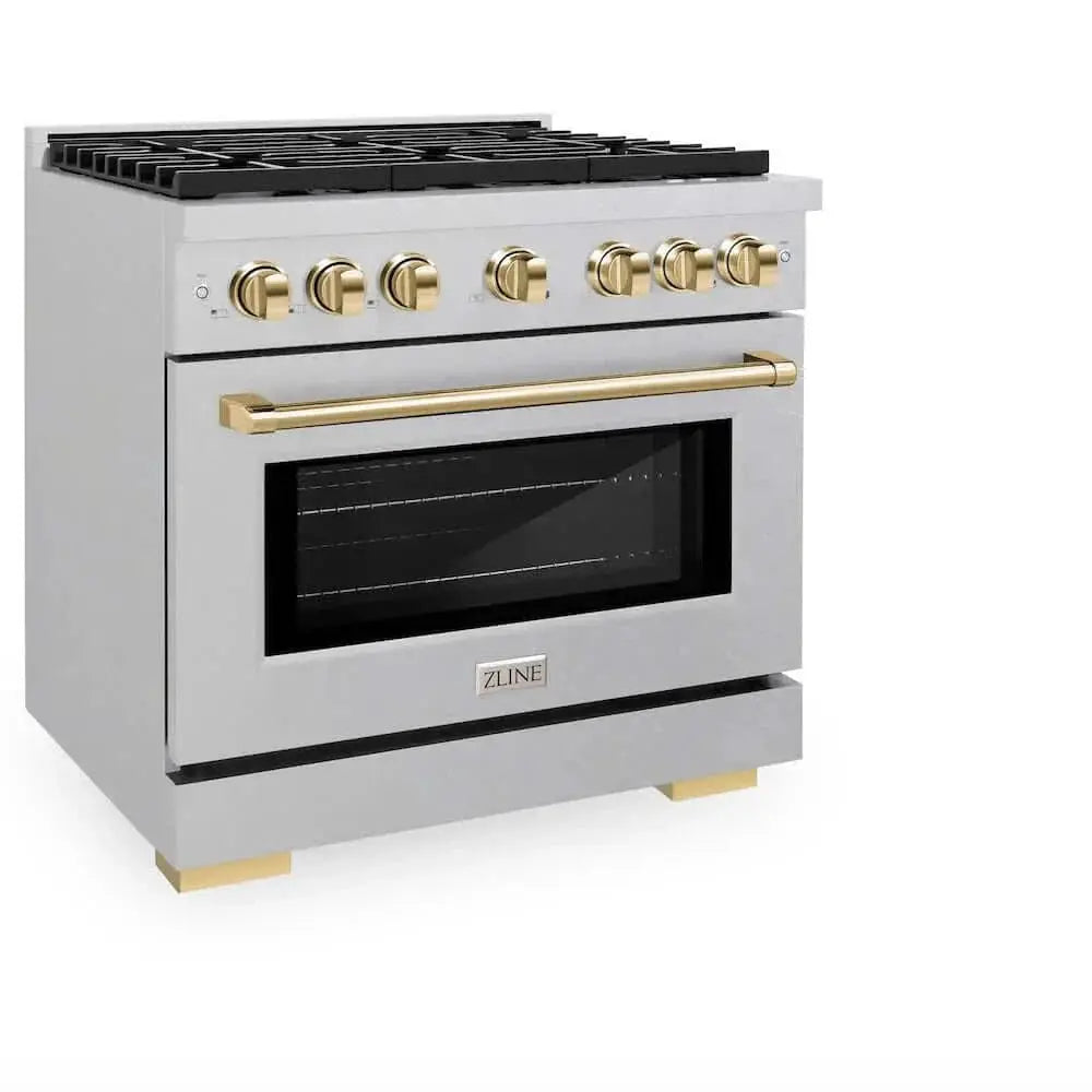 ZLINE 36"Gas Range, Convection Gas Oven, DuraSnow® Gold, SGRSZ-36-G by Farmhouse Kitchen and Bath