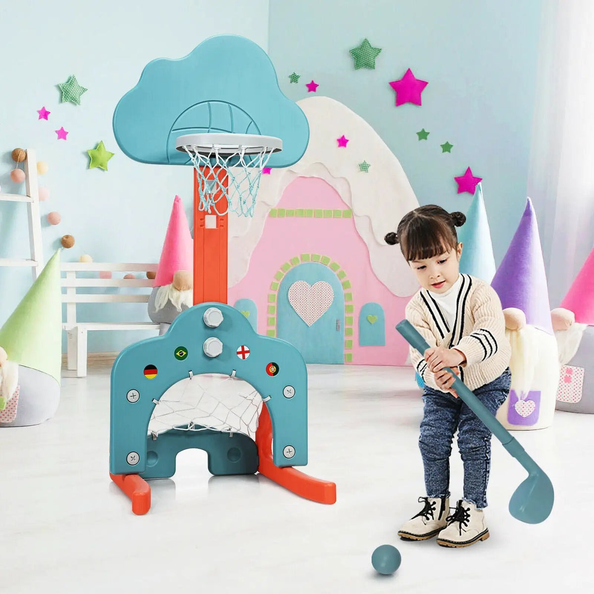 3-in-1 Kids Basketball Hoop Set with Balls, photo 6 of 10