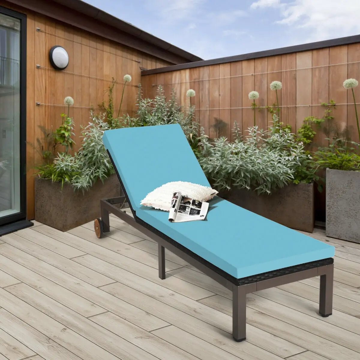 Back Adjustable Cushioned Patio Rattan Lounge Chair by DirectDeals
