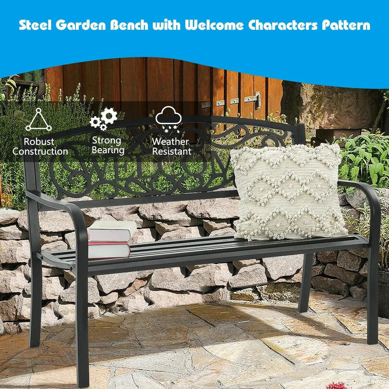 Outdoor Furniture Steel Frame Porch Garden Bench by DirectDeals