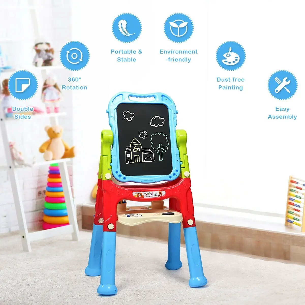 Height Adjustable Kids Art Easel Magnetic Double Sided Board, photo 4 of 9