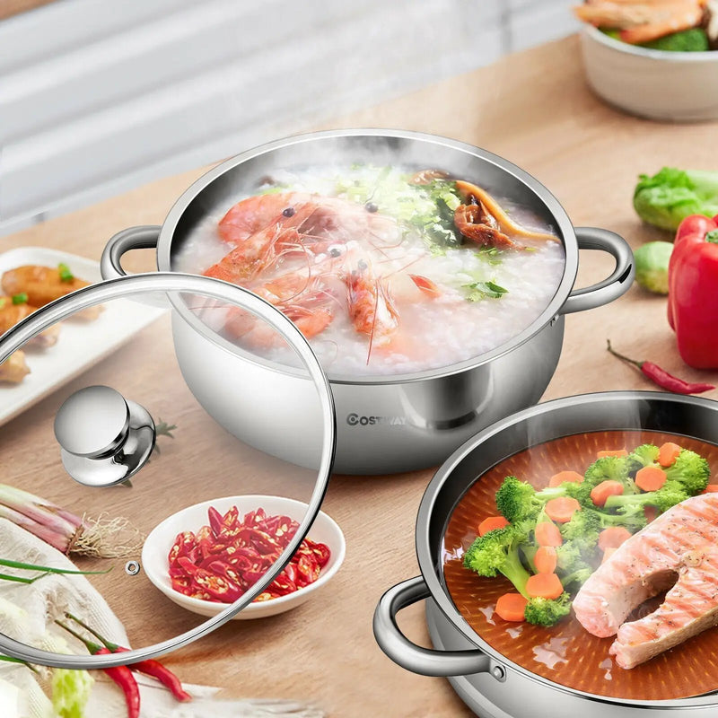 9.5 QT 2 Tier Stainless Steel Steamer Cookware Boiler by DirectDeals