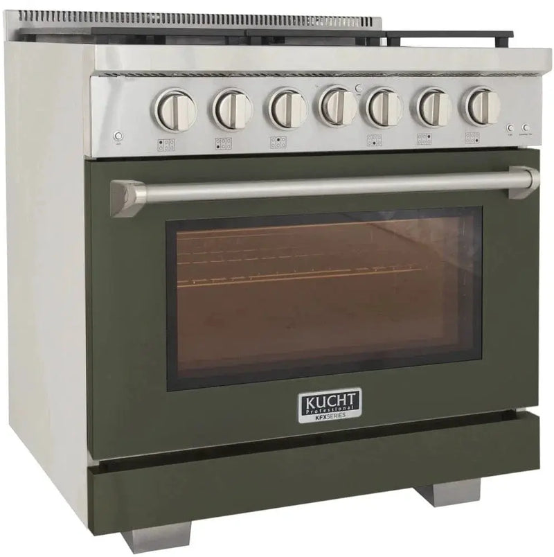 Kucht 36" Freestanding Professional Gas Range Liquid Propane KFX3600X/LP-G by Farmhouse Kitchen and Bath