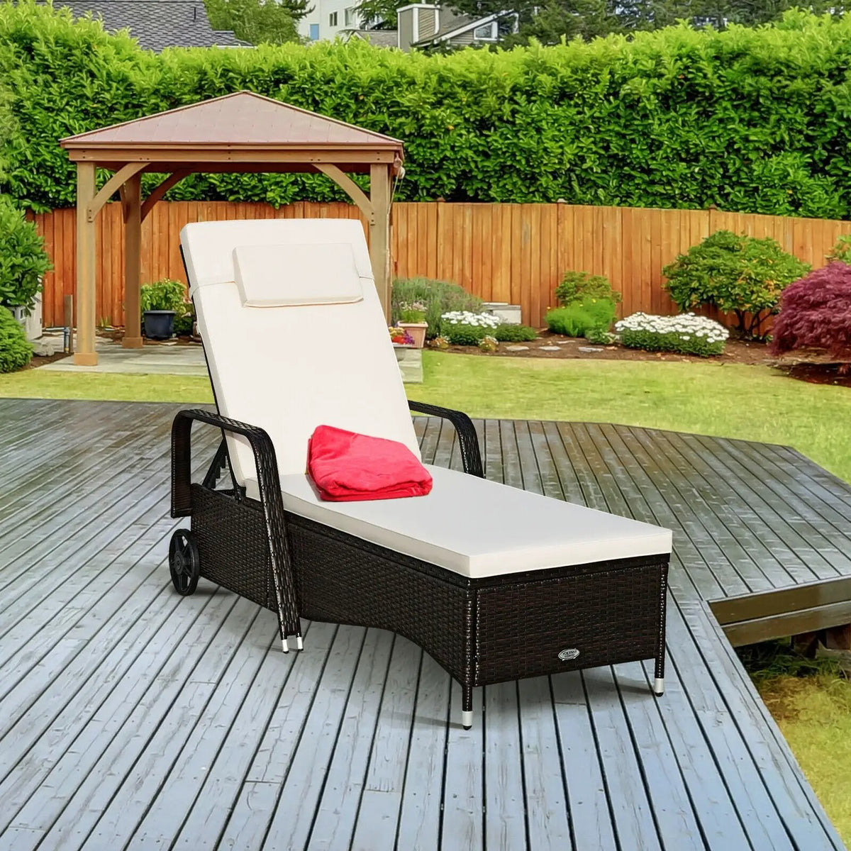 Outdoor Recliner Cushioned Chaise Lounge with Adjustable Backrest, photo 2 of 9
